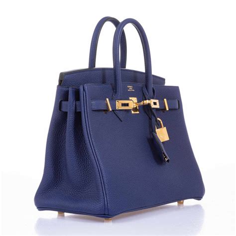 Hermes Birkin 25 Blue Encre (Ink) Togo Gold Hardware